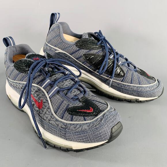 NIKE Size 10.5 Grey Black Burgundy Logo Rubber Sole Sneakers